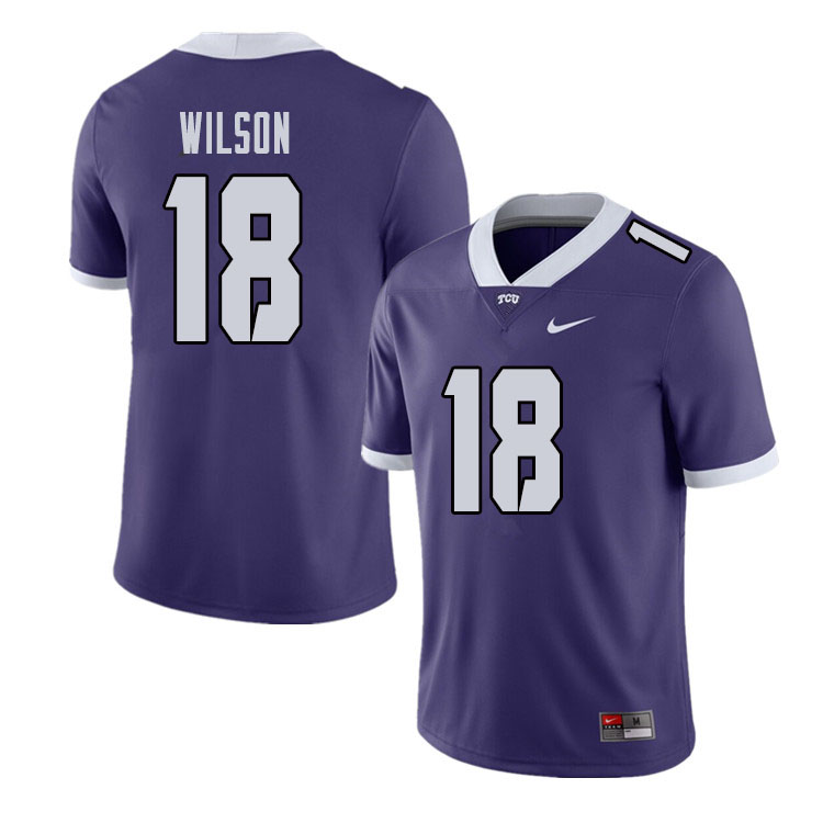 Men #18 Ben Wilson TCU Horned Frogs College Football Jerseys Sale-Purple